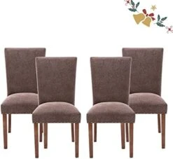 PU Leather Dining Chairs Set Of 6, Upholstered Parsons Dining Room Kitchen Side Chair With Nailhead Trim And Wood Legs - Dark Brown 29 PU Leather Dining Chairs Set Of 6, Upholstered Parsons Dining Room Kitchen Side Chair With Nailhead Trim And Wood Legs - Dark Brown -Home Table Chair Store 41Lnpw6Py9L. AC