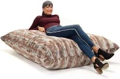 Jaxx Bean Bags Pillow Saxx Bean Bag Chairs, 5.5 Feet, Premium Luxe Fur - Silver Fox -Home Table Chair Store 41M189 JflL. AC