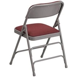Flash Furniture 4 Pack HERCULES Series Curved Triple Braced & Double Hinged Burgundy Patterned Fabric Metal Folding Chair -Home Table Chair Store 41M292Z52HL