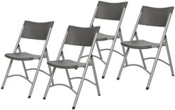 OEF Furnishings (4 Pack Heavy Duty Indoor/Outdoor Plastic Folding Chair, Light Grey -Home Table Chair Store 41MCHy1gOcL. AC