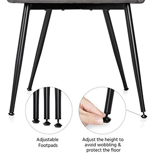 Yaheetech Dining Chairs Armchairs Velvet Upholstered Side Chairs Modern Chairs With Steel Legs And Backrest For Kitchen Dining Room Living Room Set Of 2 Gray 6 Yaheetech Dining Chairs Armchairs Velvet Upholstered Side Chairs Modern Chairs With Steel Legs And Backrest For Kitchen Dining Room Living Room Set Of 2 Gray - Image 4