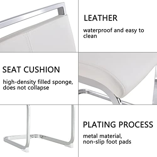 NYEESS Modern Dining Table Set For 4, 5-Piece Kitchen Dining Table Set, Wood Dining Table And Leather Dining Chairs Set For 4 Suitable For Dining Room, Kitchen (White, 1*Table+4*Chairs) 6 NYEESS Modern Dining Table Set For 4, 5-Piece Kitchen Dining Table Set, Wood Dining Table And Leather Dining Chairs Set For 4 Suitable For Dining Room, Kitchen (White, 1*Table+4*Chairs) - Image 4