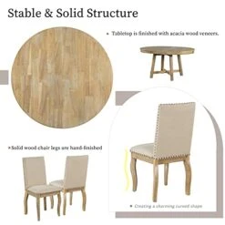 P PURLOVE Round Extendable Dining Table Set For 4 Persons, 5 Piece Round Kitchen Table Set With Extendable Table And 4 Upholstered Dining Chairs for Kitchen Dining Room 16 P PURLOVE Round Extendable Dining Table Set For 4 Persons, 5 Piece Round Kitchen Table Set With Extendable Table And 4 Upholstered Dining Chairs for Kitchen Dining Room -Home Table Chair Store 41Ms4kKFhsL