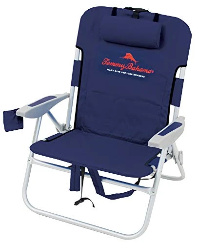 Tommy Bahama Big Boy 4-Position Folding 13" High Seat Backpack Beach Or Camping Chair, Aluminum, Navy 7 Tommy Bahama Big Boy 4-Position Folding 13" High Seat Backpack Beach Or Camping Chair, Aluminum, Navy - Image 5