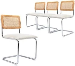 ONEVOG Rattan Dining Chair With Cane Backrest And Metal Frame, Set Of 2, Indoor Furniture For Kitchen, Living Room, Bedroom, Guest Room, Restaurant(Beige) -Home Table Chair Store 41NIpqCWWaL. AC