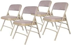 OEF Furnishings Premium Fabric Upholstered Steel Folding Chairs, 4 Pack, Grey -Home Table Chair Store 41NOxA7FORL. AC