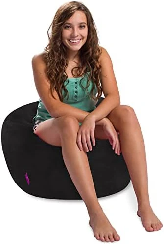 Posh Creations Structured Comfy Bean Bag Chair For Gaming, Reading, And Watching TV, 100in Round Classic Bean Bag, Rabbit Fur - Gray 16 Posh Creations Structured Comfy Bean Bag Chair For Gaming, Reading, And Watching TV, 100in Round Classic Bean Bag, Rabbit Fur - Gray - Image 14