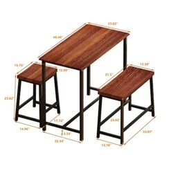 LINGTOM 4-Piece Family Kitchen Table Set, Oak Wooden Panel With Metal Frame For 4 People, Suitable For Kitchen Tables, Bar Counter Tables… 12 LINGTOM 4-Piece Family Kitchen Table Set, Oak Wooden Panel With Metal Frame For 4 People, Suitable For Kitchen Tables, Bar Counter Tables… -Home Table Chair Store 41OFCLMY9oL