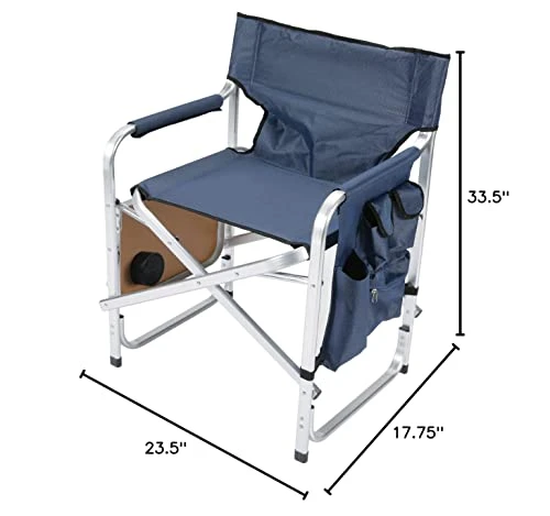 Faulkner Aluminum Director Chair With Folding Tray And Cup Holder, Blue 4 Faulkner Aluminum Director Chair With Folding Tray And Cup Holder, Blue - Image 2