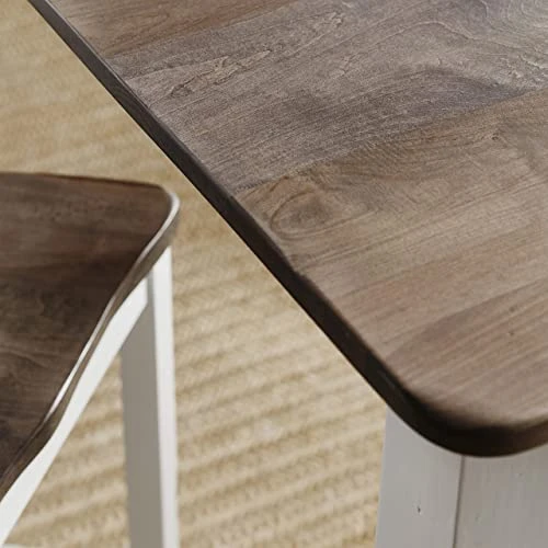 Farmhouse Solid Wood Dining Room Table | Brown And White Rectangle Kitchen Dinner Table With Eased Edge And Distressing, Extendable Table Length | Made In USA | Solid Maple No MDF 7 Farmhouse Solid Wood Dining Room Table | Brown And White Rectangle Kitchen Dinner Table With Eased Edge And Distressing, Extendable Table Length | Made In USA | Solid Maple No MDF - Image 5