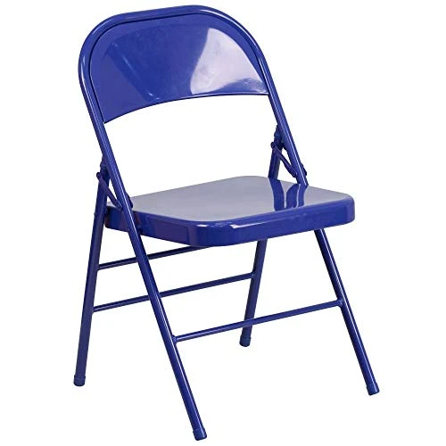 Flash Furniture Metal Folding Chairs, 2 Pack, Cobalt Blue 3 Flash Furniture Metal Folding Chairs, 2 Pack, Cobalt Blue