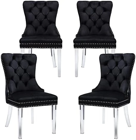 Civama Dining Chairs Set Of 6, Velvet Nikki Collection Dining Room Chair Upholstered Modern Luxury Tufted With Nailhead Trim Back Pull Ring Solid Wooden Legs, Beige 10 Civama Dining Chairs Set Of 6, Velvet Nikki Collection Dining Room Chair Upholstered Modern Luxury Tufted With Nailhead Trim Back Pull Ring Solid Wooden Legs, Beige - Image 8