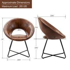 Duhome Modern PU Leather Accent Chairs Dining Chairs Arm Chair For Living Room Furniture Mid-Century Leisure Lounge Chairs With Black Metal Legs Industrial 1 PCS Yellowish-Brown -Home Table Chair Store 41PSb8DWtAL