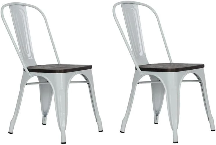DHP Fusion Metal Wood Seat, Silver, Set Of 2, Dining Chair 8 DHP Fusion Metal Wood Seat, Silver, Set Of 2, Dining Chair - Image 6