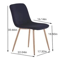Rhomtree Dining Chairs For Kitchen Modern Mid-Century Side Chairs Set Of 4 Velvet Upholstered Dining Chairs With Metal Legs Home Living Room (Black) -Home Table Chair Store 41PiG75ctUL