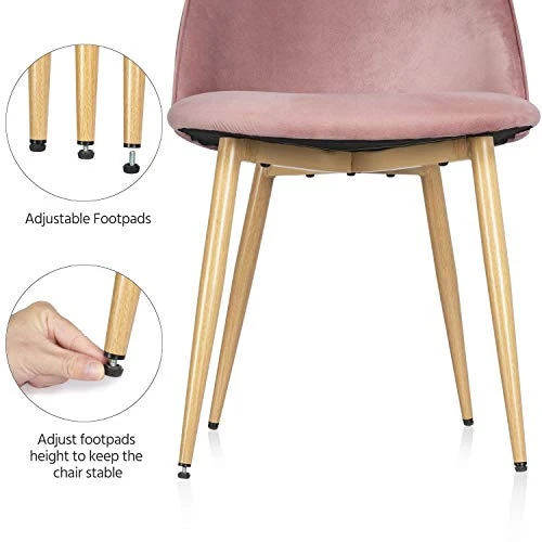 Yaheetech Dining Chairs Living Room Chair Velvet Kitchen Chairs With Soft Seat/Backrest/Wooden Style/Metal Legs For Kitchen Dining Room Restaurant Cafe Set Of 4, Pink 8 Yaheetech Dining Chairs Living Room Chair Velvet Kitchen Chairs With Soft Seat/Backrest/Wooden Style/Metal Legs For Kitchen Dining Room Restaurant Cafe Set Of 4, Pink - Image 6