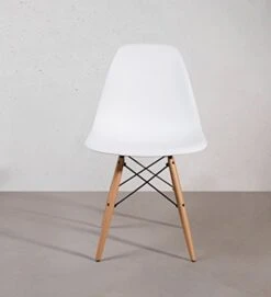 Buschman Mid Century Modern Dining Room Chairs, White, Set Of 4