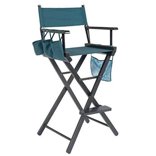 Tall Director Artist Makeup Chair - Solid Hardwood And Polyester Folding Makeup Chair With Portable Storage Side Bags And Bottle Rack - 250 Lbs Capacity Collapsible Chair With Footrest - Dark Green 3 Tall Director Artist Makeup Chair - Solid Hardwood And Polyester Folding Makeup Chair With Portable Storage Side Bags And Bottle Rack - 250 Lbs Capacity Collapsible Chair With Footrest - Dark Green