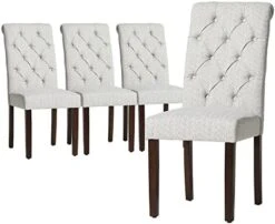 COLAMY Tufted Dining Chairs Set Of 2, Accent Parsons Diner Chairs Upholstered Fabric Dining Room Chairs Side Chair Stylish Kitchen Chairs With Solid Wood Legs And Padded Seat - Beige 25 COLAMY Tufted Dining Chairs Set Of 2, Accent Parsons Diner Chairs Upholstered Fabric Dining Room Chairs Side Chair Stylish Kitchen Chairs With Solid Wood Legs And Padded Seat - Beige -Home Table Chair Store 41Qb85ceUsL. AC