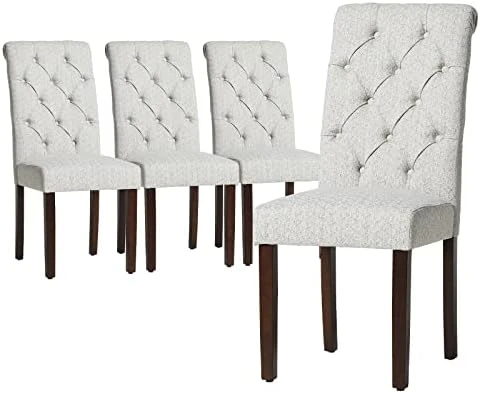COLAMY Tufted Dining Chairs Set Of 2, Accent Parsons Diner Chairs Upholstered Fabric Dining Room Chairs Side Chair Stylish Kitchen Chairs With Solid Wood Legs And Padded Seat - Beige 11 COLAMY Tufted Dining Chairs Set Of 2, Accent Parsons Diner Chairs Upholstered Fabric Dining Room Chairs Side Chair Stylish Kitchen Chairs With Solid Wood Legs And Padded Seat - Beige - Image 9