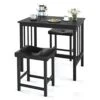 Giantex 3 Piece Dining Set, Counter Height Table Set With Black Frosted Tabletop And Metal Frame For Kitchen, Bar Or Apartment W/ 2 Faux Leather Backless Stools, Compact, Space-Saving Design -Home Table Chair Store 41Qc3ShRr7L