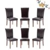 PU Leather Dining Chairs Set Of 6, Upholstered Parsons Dining Room Kitchen Side Chair With Nailhead Trim And Wood Legs - Dark Brown 1 PU Leather Dining Chairs Set Of 6, Upholstered Parsons Dining Room Kitchen Side Chair With Nailhead Trim And Wood Legs - Dark Brown -Home Table Chair Store 41QhzOPDqRL