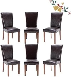 PU Leather Dining Chairs Set Of 6, Upholstered Parsons Dining Room Kitchen Side Chair With Nailhead Trim And Wood Legs - Dark Brown 30 PU Leather Dining Chairs Set Of 6, Upholstered Parsons Dining Room Kitchen Side Chair With Nailhead Trim And Wood Legs - Dark Brown -Home Table Chair Store 41QhzOPDqRL. AC