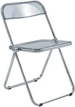 LeisureMod Lawrence Modern Transparent Acrylic Folding Chair With Metal Frame (Clear) -Home Table Chair Store 41QivRdt03L. AC