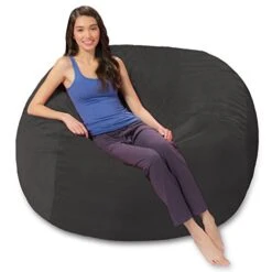 Comfy Sacks Memory Foam Bean Bag Chair, Charcoal Furry