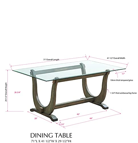 Kings Brand Furniture - Elmer 7 Piece Glass Top Dining Set, Table & 6 Chairs, Gray 5 Kings Brand Furniture - Elmer 7 Piece Glass Top Dining Set, Table & 6 Chairs, Gray - Image 3