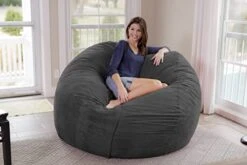 Chill Sack Bean Bags Large Bean Bag, 7-Feet, Charcoal Micro Suede -Home Table Chair Store 41RJpRUH7rL
