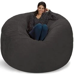 Chill Sack Bean Bag Chair: Giant 6' Memory Foam Furniture Bean Bag - Big Sofa With Soft Micro Fiber Cover, Grey Furry