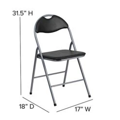 Flash Furniture 4 Pack HERCULES Series Black Vinyl Metal Folding Chair With Carrying Handle 14 Flash Furniture 4 Pack HERCULES Series Black Vinyl Metal Folding Chair With Carrying Handle -Home Table Chair Store 41S4CkborqL