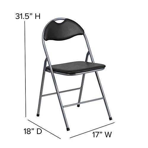 Flash Furniture 4 Pack HERCULES Series Black Vinyl Metal Folding Chair With Carrying Handle 5 Flash Furniture 4 Pack HERCULES Series Black Vinyl Metal Folding Chair With Carrying Handle - Image 3