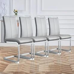 RDUEEI Dining Chairs Set Of 4 With Leathaire Upholstered Seat And Metal Legs,Sillas De Comedor,Chairs For Dining Room, Living, Bedroom (Leathaire+Brown) -Home Table Chair Store 41SGZAX53xL. AC