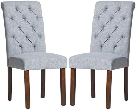 COLAMY Tufted Dining Chairs Set Of 2, Accent Parsons Diner Chairs Upholstered Fabric Dining Room Chairs Side Chair Stylish Kitchen Chairs With Solid Wood Legs And Padded Seat - Beige 16 COLAMY Tufted Dining Chairs Set Of 2, Accent Parsons Diner Chairs Upholstered Fabric Dining Room Chairs Side Chair Stylish Kitchen Chairs With Solid Wood Legs And Padded Seat - Beige - Image 14