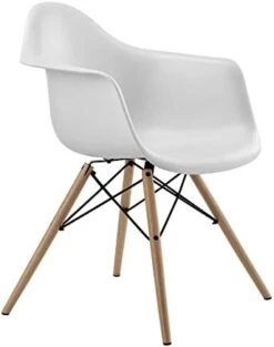DHP Mid Century Modern Chair With Wood Legs, White -Home Table Chair Store 41SU6jPDJFL. AC