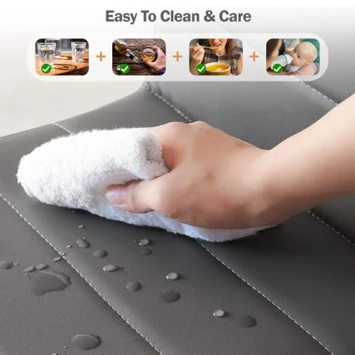 SICOTAS Dining Chairs Set Of 2 - Modern Kitchen Chairs Faux Leather, High Back Dining Room Chairs With Metal Base, Upholstered Dinner Chairs, 2 PCS Armless Side Chair For Dining Room And Kitchen, Grey 3 SICOTAS Dining Chairs Set Of 2 - Modern Kitchen Chairs Faux Leather, High Back Dining Room Chairs With Metal Base, Upholstered Dinner Chairs, 2 PCS Armless Side Chair For Dining Room And Kitchen, Grey - Image 2