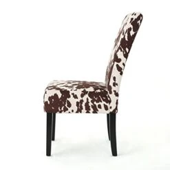 Christopher Knight Home Pertica Contemporary Velvet Dining Chairs, 2-Pcs Set, Milk Cow / Dark Brown -Home Table Chair Store 41Sx7cok2EL