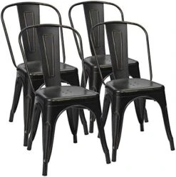 Furmax Metal Chairs Indoor/Outdoor Use Stackable Chic Dining Bistro Cafe Side Chairs Set Of 4 (Distressed White) 17 Furmax Metal Chairs Indoor/Outdoor Use Stackable Chic Dining Bistro Cafe Side Chairs Set Of 4 (Distressed White) -Home Table Chair Store 41T jwV0fUL. AC