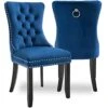 Set Of 2 Modern Upholstered Fabric Dining Chair With Nailhead Trim And Button Tufted Back (Blue) -Home Table Chair Store 41T2K750euL