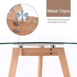 Ivinta Round Glass Dining Table, Modern Leisure Table With Wood Legs For Kitchen Dining Room Living Room, Accent Table Small Tea Table For 2, Space Saving, 31.5 Inch -Home Table Chair Store 41TFAwJ0NDL