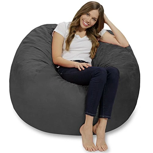 Chill Sack Bean Bag Chair: Giant 4' Memory Foam Furniture Bean Bag - Big Sofa With Soft Micro Fiber Cover - Charcoal 4 Chill Sack Bean Bag Chair: Giant 4' Memory Foam Furniture Bean Bag - Big Sofa With Soft Micro Fiber Cover - Charcoal - Image 2