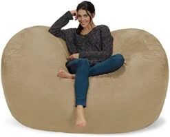 Chill Sack Bean Bag Chair: Huge 6' Memory Foam Furniture Bag And Large Lounger - Big Sofa With Soft Micro Fiber Cover - Royal Blue -Home Table Chair Store 41TVhVhNzzL. AC