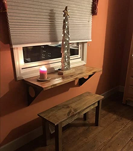 FOF FRIEND OF FAMILY Industrial Rustic Wall-Mounted Table, Dining Table Desk, Pine Wood Wall-Mounted Bar Tables (47"X18") 3 FOF FRIEND OF FAMILY Industrial Rustic Wall-Mounted Table, Dining Table Desk, Pine Wood Wall-Mounted Bar Tables (47"X18") - Image 2