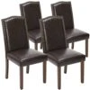 OLIXIS Dining Chairs Set Of 4, Living Room Chairs, Dining Room Chairs, Upholstered Fabric Dining Chairs, Parsons Chairs With Nailhead Trim And Wood Legs, Modern Armless Kitchen Side Chair, Dark Brown -Home Table Chair Store 41TmUjoC8BL