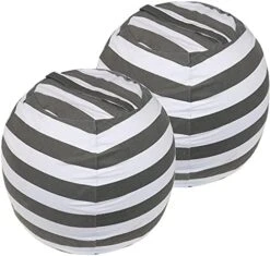 2-pack Stuffed Animal Storage Bean Bags For Kids Room Empty Animal Beanbag Chair Covers Only Without Filling Small Storage Bags For Toddlers, Children, Boys, Girls Room Decor, White Grey Blue Stripes -Home Table Chair Store 41TpZ8Vx4xS. AC