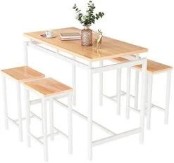 MIERES 5 Pcs Dining Table Set, Kitchen Table And Chairs For 4 Kitchen Counter With Bar Height Stools, Ideal For Pub︱Home︱Farmhouse Restaurant︱Cafe, MDF Top & Steel Frame 21 MIERES 5 Pcs Dining Table Set, Kitchen Table And Chairs For 4 Kitchen Counter With Bar Height Stools, Ideal For Pub︱Home︱Farmhouse Restaurant︱Cafe, MDF Top & Steel Frame -Home Table Chair Store 41UPMVsz9uL. AC