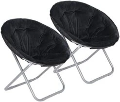 ZenStyle Faux Fur Saucer Chair, Folding Chair Soft Lounge Chair, Portable Moon Chair For Bedroom, Dorm Rooms, Apartments, Lounging, Garden And Courtyard, Black -Home Table Chair Store 41UVwmhiw5L. AC