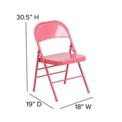 BizChair 2 Pack Bubblegum Pink Triple Braced & Double Hinged Metal Folding Chair -Home Table Chair Store 41UjPhZ1ekL